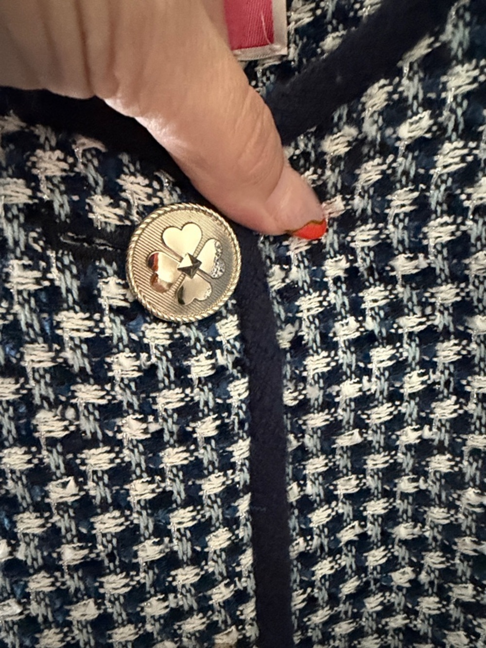 kate spade navy and white tweed blazer - Picture 3 of 14
